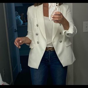 Express White Blazer super soft twill, lined, silver buttons